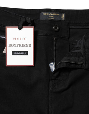 Dolce & Gabbana Schwarze Boyfriend Denim-Jeans aus Baumwolle mit mittlerer Taille