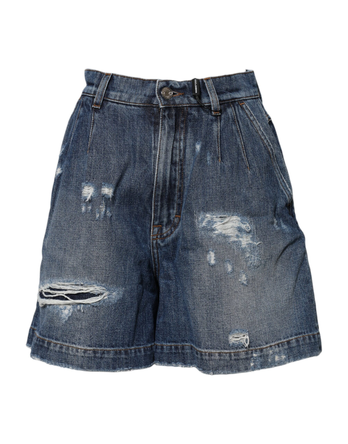 Dolce & Gabbana Bermudashorts aus zerfleddertem Denim aus blauer Baumwolle
