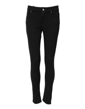 Dolce & Gabbana Schwarze Skinny Denim-Jeans aus Baumwolle mit mittlerer Taille