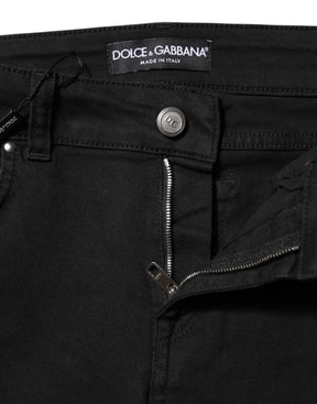 Dolce & Gabbana Schwarze Skinny Denim-Jeans aus Baumwolle mit mittlerer Taille