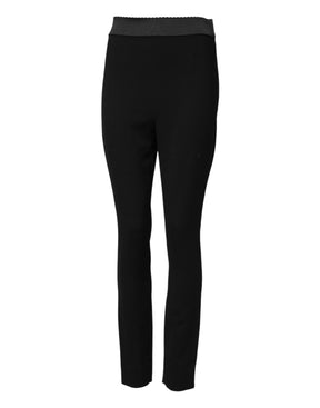 Dolce & Gabbana Schwarze Woll-Leggings Stretch-Hose