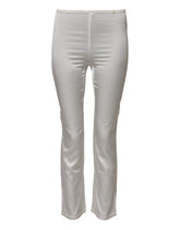 Dolce & Gabbana Elfenbeinfarbene konisch zulaufende Seidenhose mit hoher Taille