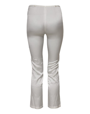 Dolce & Gabbana Elfenbeinfarbene konisch zulaufende Seidenhose mit hoher Taille
