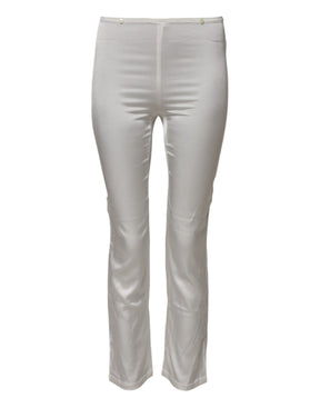 Dolce & Gabbana Elfenbeinfarbene konisch zulaufende Seidenhose mit hoher Taille