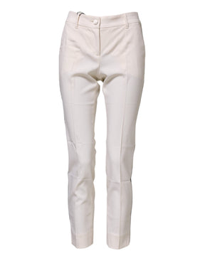 Dolce & Gabbana Weiße konisch zulaufende Hose aus Wolle mit hoher Taille