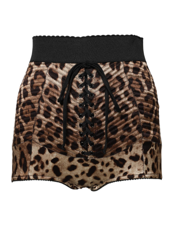 Dolce & Gabbana Braun Leopard Hohe Taille Hot Pants Shorts