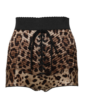Dolce & Gabbana Braun Leopard Hohe Taille Hot Pants Shorts
