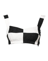 Dolce & Gabbana Schwarz Weiß Beschnittenes Bustier Korsett-BH Top
