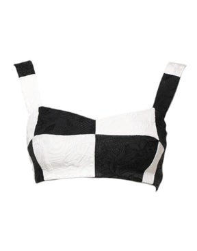 Dolce & Gabbana Schwarz Weiß Beschnittenes Bustier Korsett-BH Top