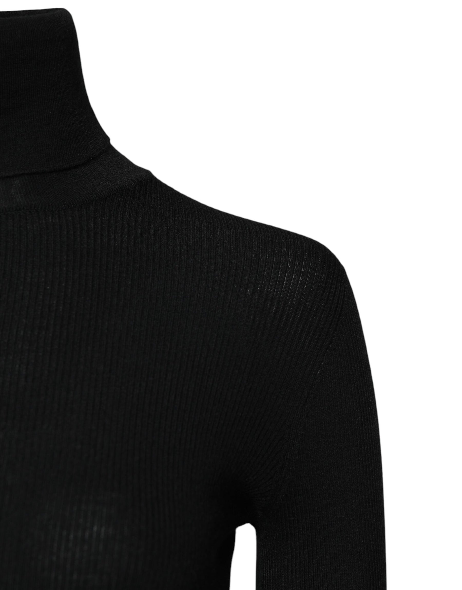 Dolce & Gabbana Schwarzes Kaschmir-Rollkragen-Strickblusentop