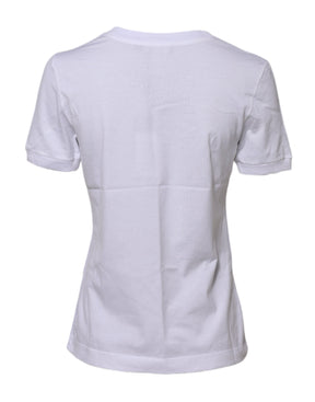 Dolce & Gabbana Weißes Baumwoll-T-Shirt mit Rundhalsausschnitt und kurzen Ärmeln