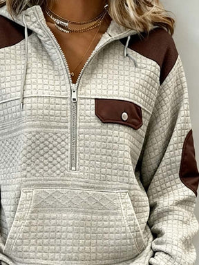 Winter Hoodie beige braun warm kuschelig Color Block Herren