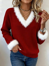 Winter Christmas Top Rot mit Fellbesatz – warm & festlich