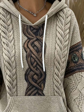 Damen Winter Hoodie Nordic Cozy Sweatshirt Beige Warm