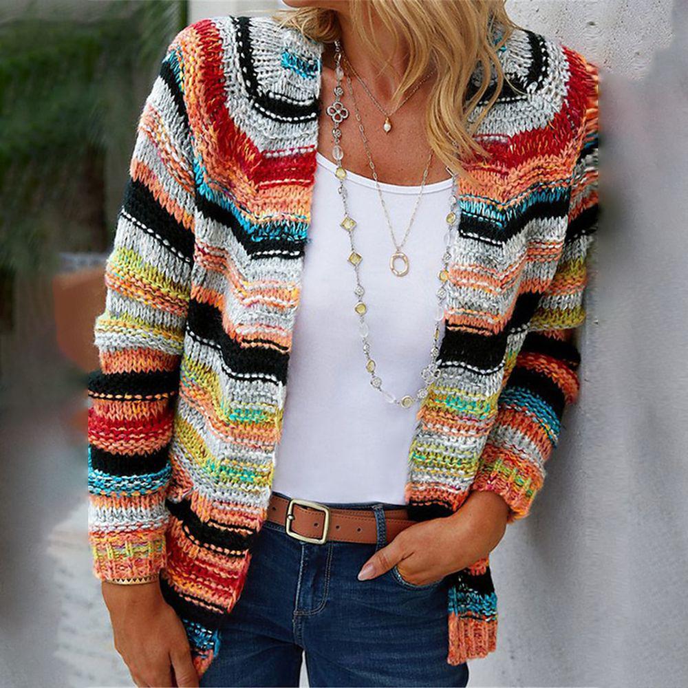Herbstlicher Showy Striped Cardigan - Stilvoll & Warm durch die Saison