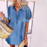 Modisches Denim Turtle Neck Mini-Kleid - Perfekter Herbststrend für Damen