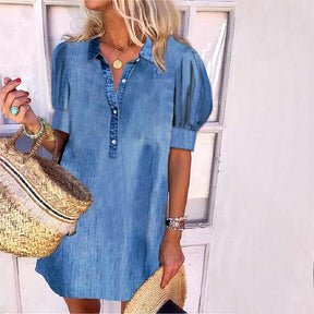 Modisches Denim Turtle Neck Mini-Kleid - Perfekter Herbststrend für Damen