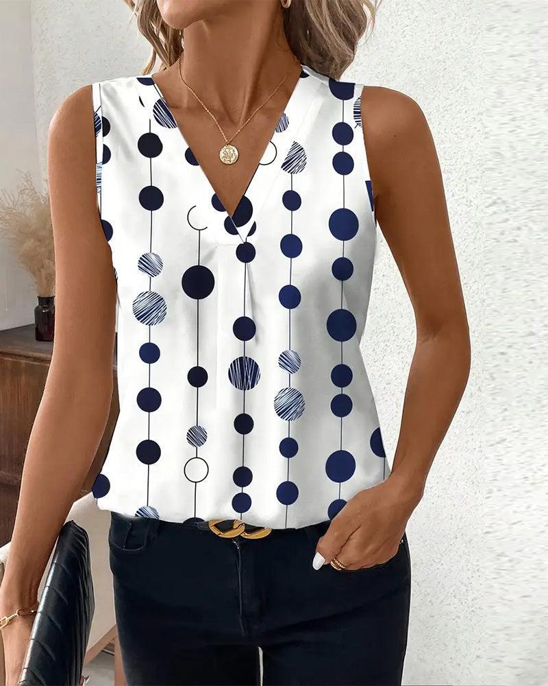 Classy Polka Dot ärmelloses Tank Top - Herbstsfrische Eleganz für warme Tage