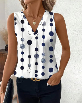 Classy Polka Dot ärmelloses Tank Top - Herbstsfrische Eleganz für warme Tage