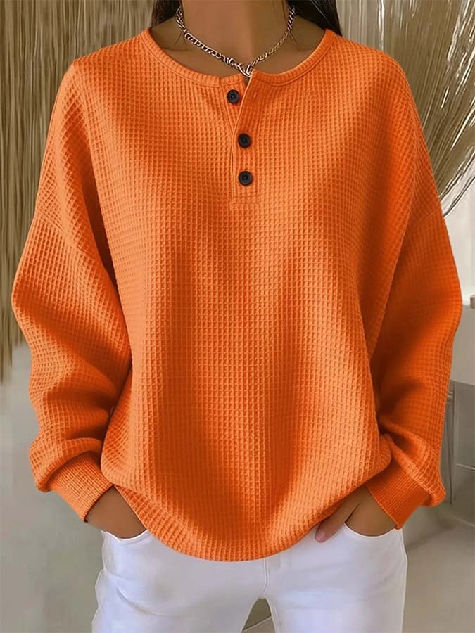 Kuscheliges Waffle Sweatshirt Orange für kalte Wintertage