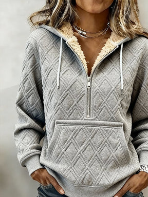 Kuscheliges Damen Winter Sweatshirt mit Kapuze und Teddyfutter