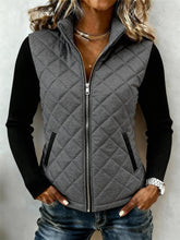 Damen Winter Steppjacke Colorblock Grau Schwarz Warm Casual