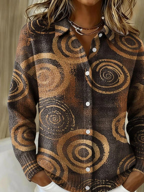 Warmer Winter Cardigan Damen Braun Schwarz Boho S–5XL