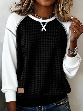 Damen Winter Waffel-Sweatshirt Schwarz Grau Kuschelwarm