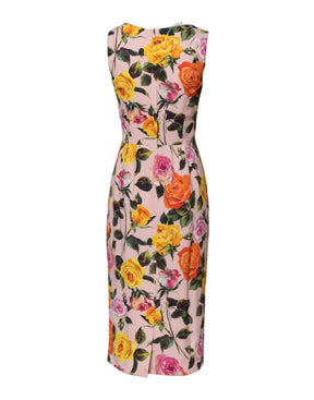 Dolce & Gabbana Multicolor Floral Knielanges Etuikleid