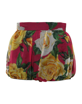 Dolce & Gabbana Rote Blumen hohe Taille Frauen Hot Pants Shorts