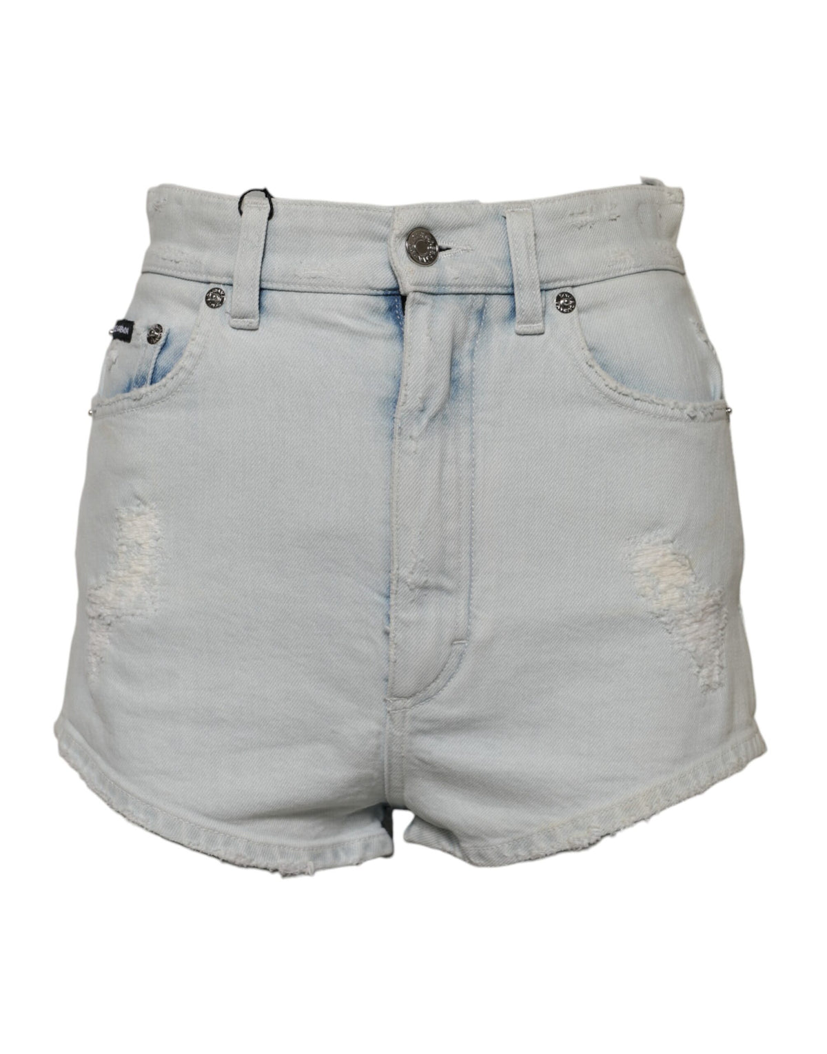 Dolce & Gabbana Hellblaue gewaschene Denim-Baumwolle Hot Pants Shorts