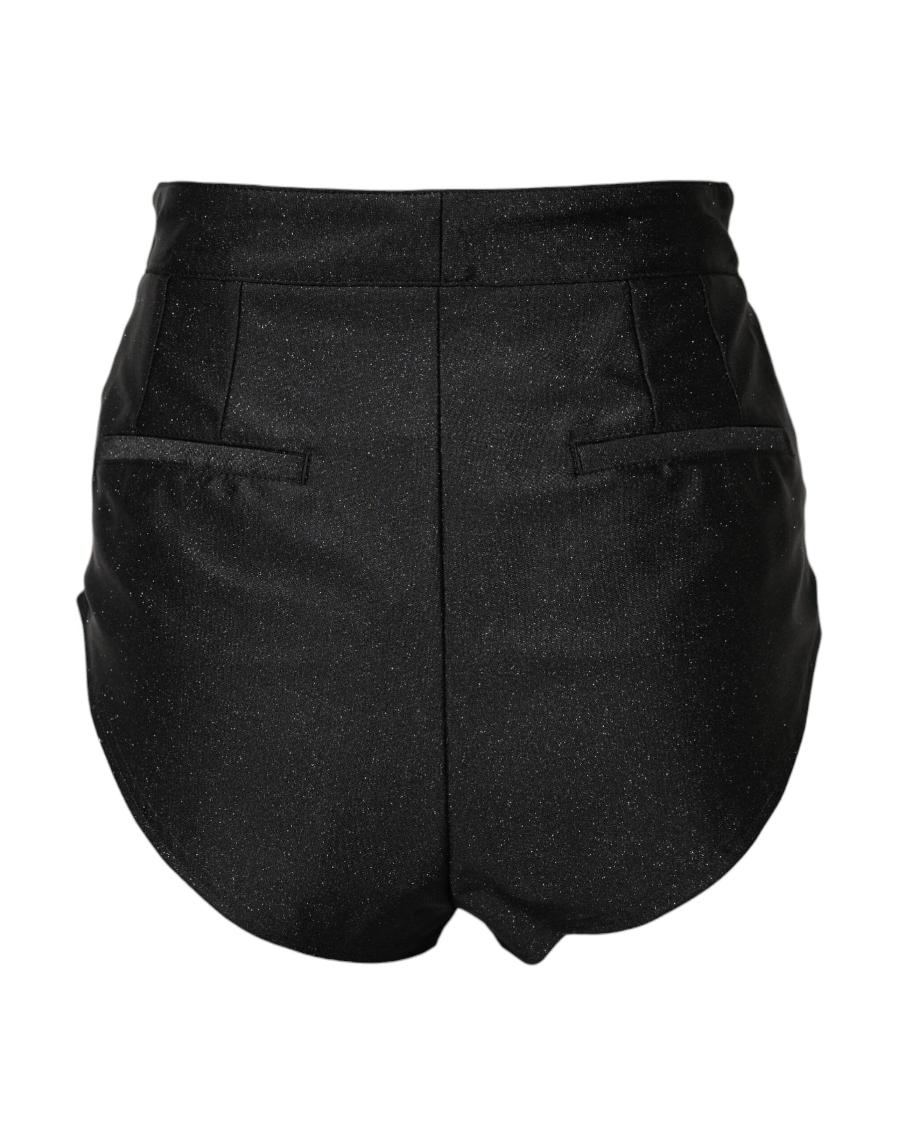 Dolce & Gabbana Schwarze Viskose hoch taillierte Hot Pants Shorts