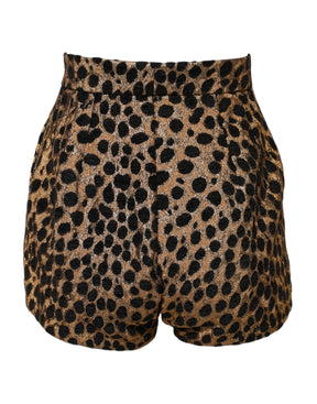 Dolce & Gabbana Braune Leoparden-Hotpants mit hoher Taille Shorts