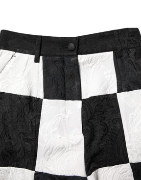 Dolce & Gabbana Schwarz Weiß Floral Brokat Hot Pants Shorts