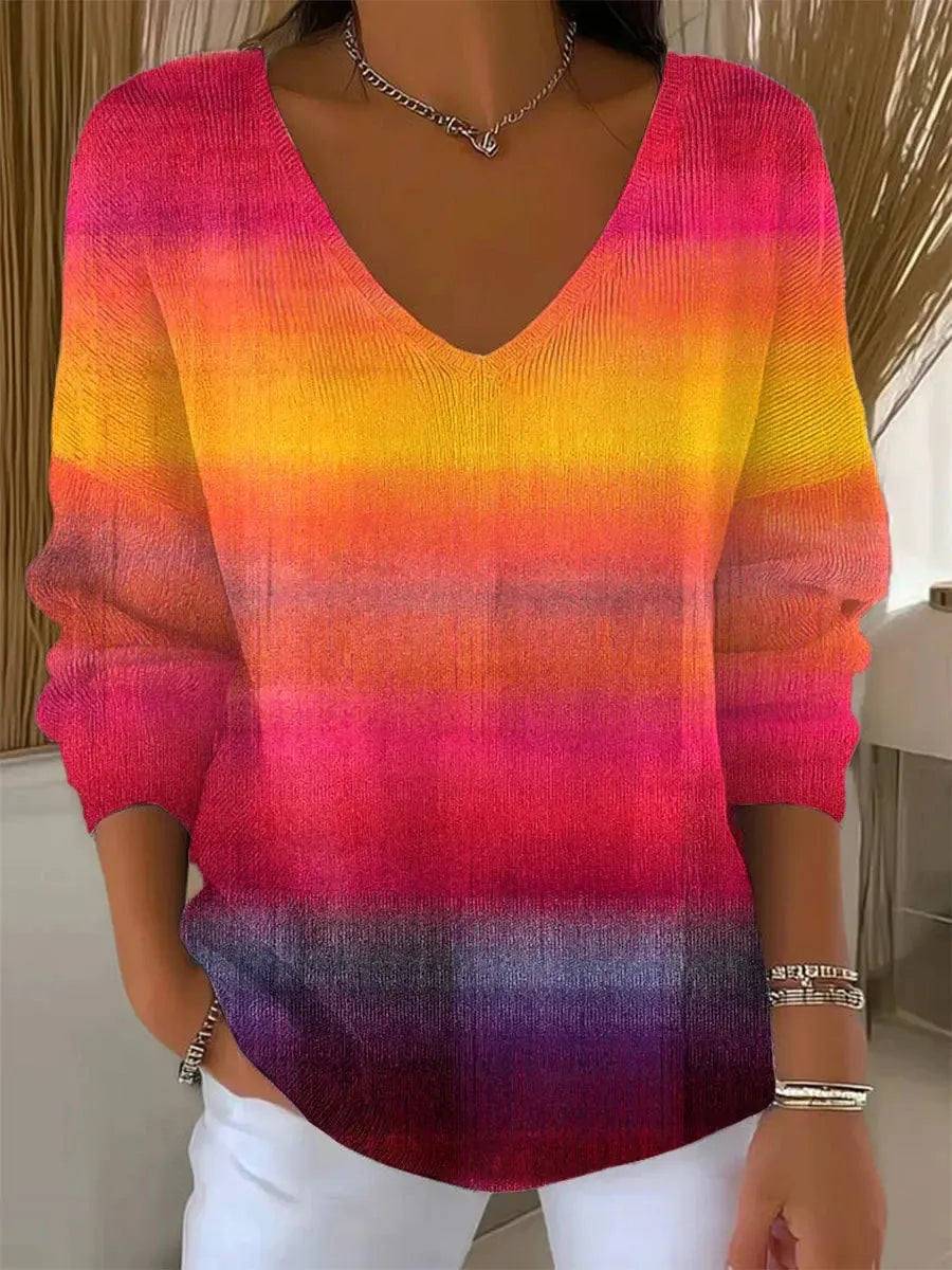 Showy V-Neck Long Sleeve Top: Eleganter Herbstsbegleiter für jeden Anlass