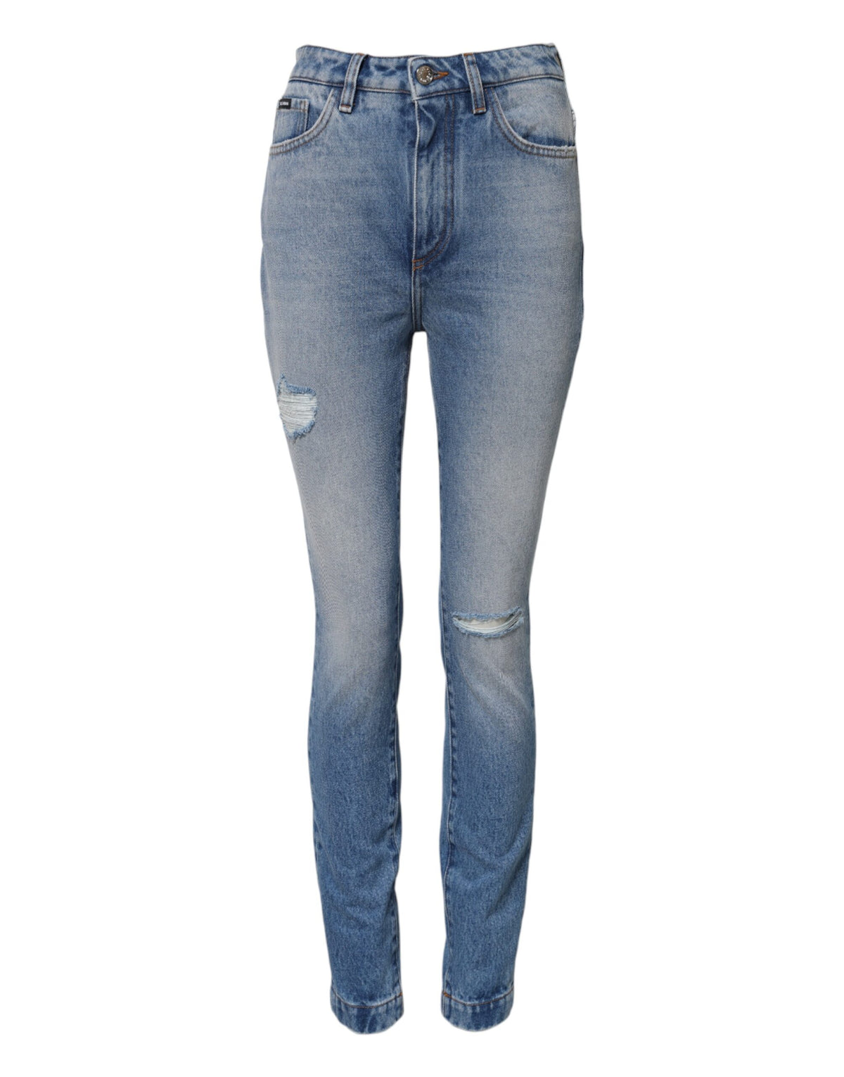 Dolce & Gabbana Blau gewaschene Skinny Denim Jeans mit hoher Taille