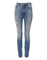 Dolce & Gabbana Blau gewaschene Skinny Denim Jeans mit hoher Taille