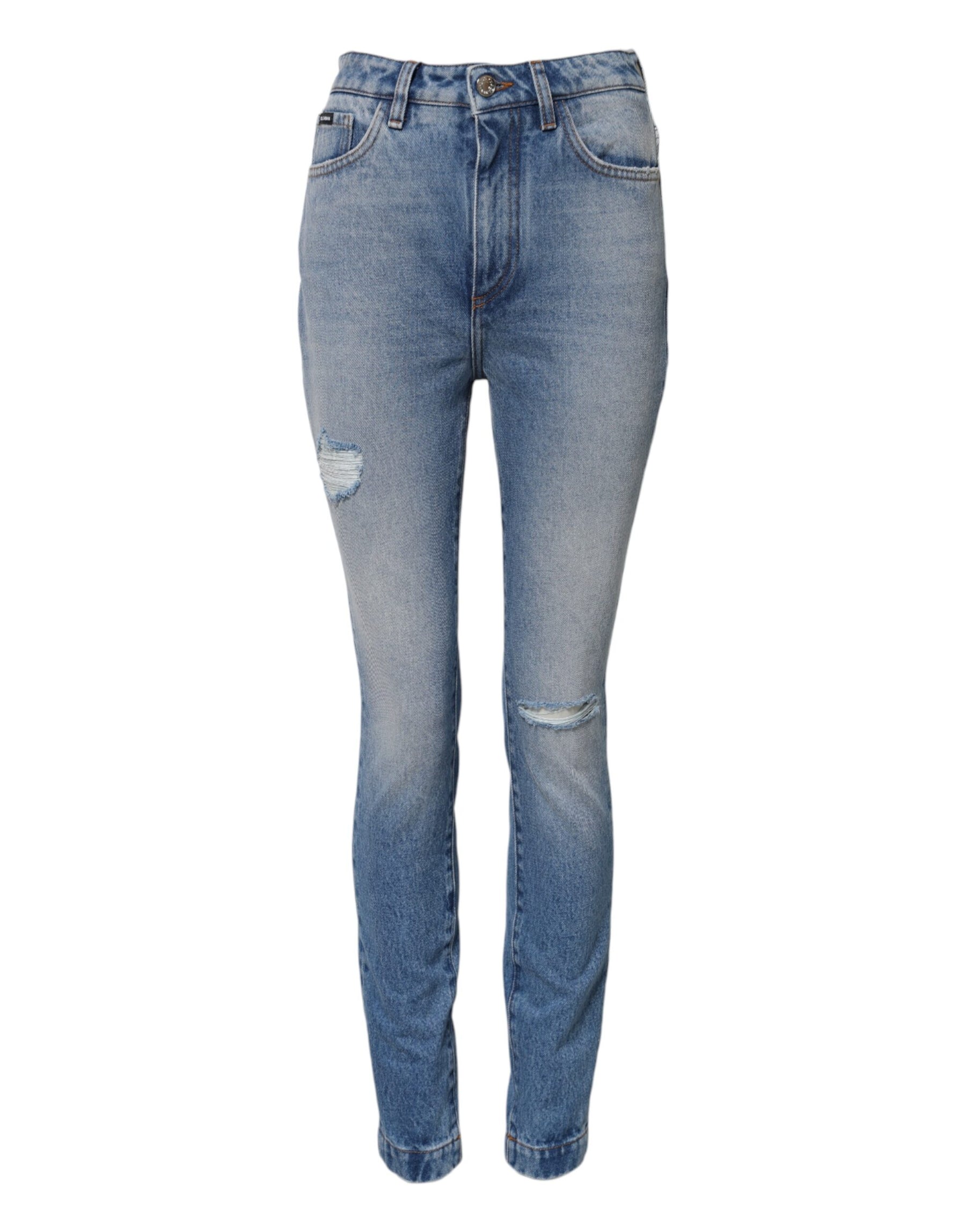 Dolce & Gabbana Blau gewaschene Skinny Denim Jeans mit hoher Taille