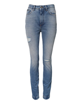 Dolce & Gabbana Blau gewaschene Skinny Denim Jeans mit hoher Taille