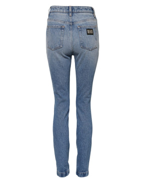 Dolce & Gabbana Blau gewaschene Skinny Denim Jeans mit hoher Taille