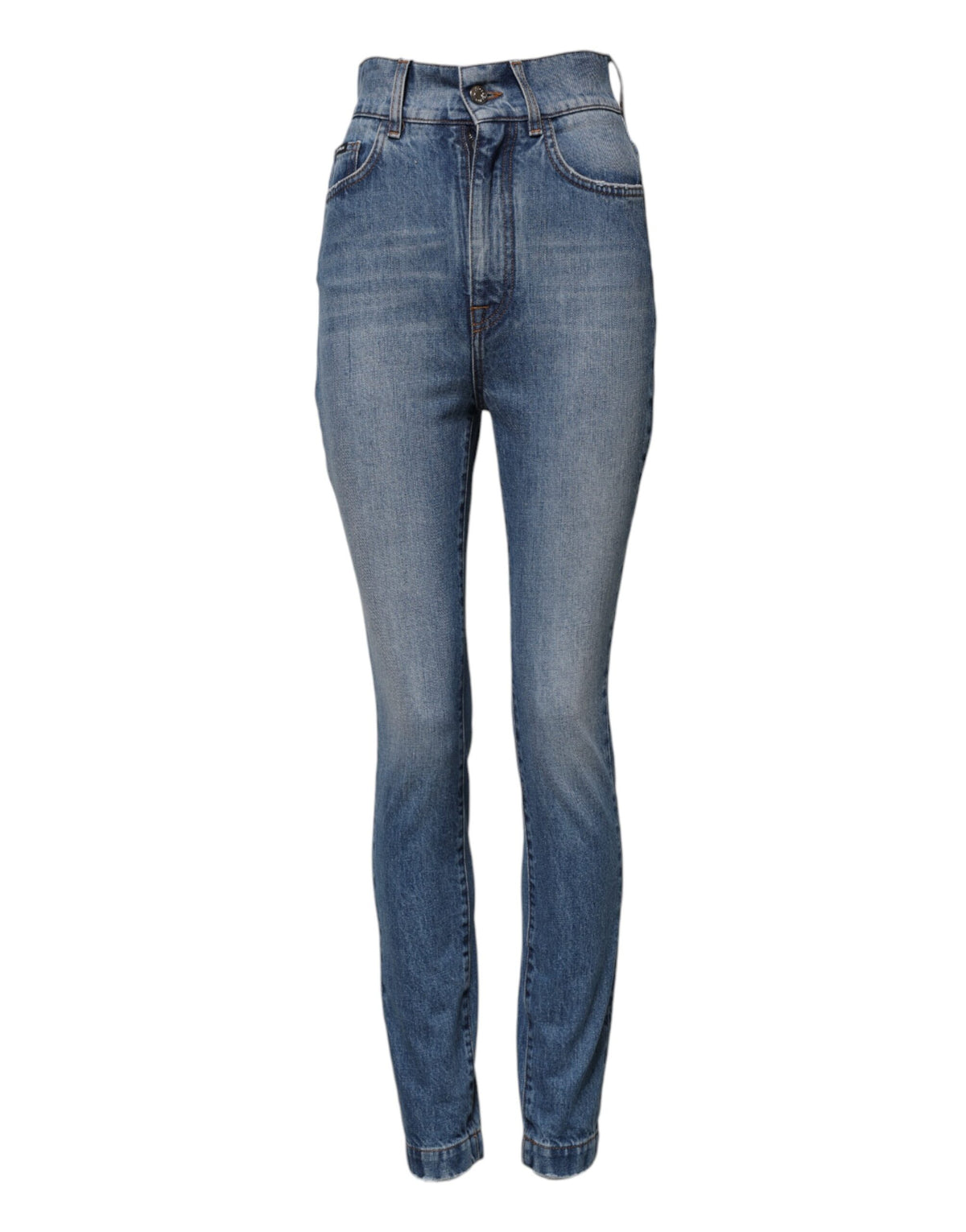 Dolce & Gabbana Blau gewaschene Skinny Denim Jeans mit hoher Taille