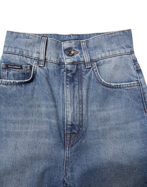Dolce & Gabbana Blau gewaschene Skinny Denim Jeans mit hoher Taille