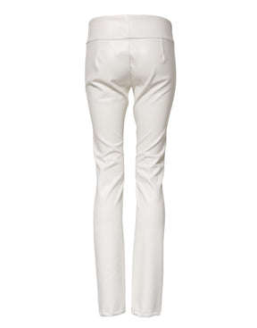 Dolce & Gabbana Weiße Polyurethan-Hose mit hoher Taille und konisch zulaufender Hose