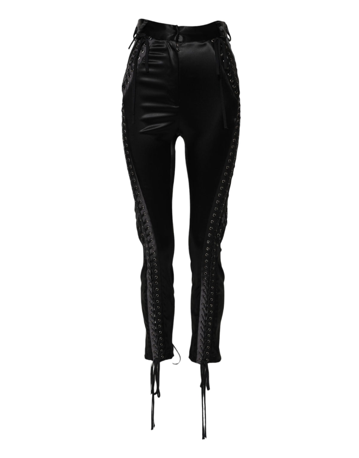 Dolce & Gabbana Schwarze Skinny-Hose mit hoher Taille und Spitzendetails