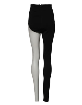 Dolce & Gabbana Schwarze einbeinige Hose aus Wolle mit hoher Taille