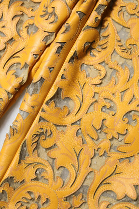 Dolce & Gabbana Gelbe florale Spitzen-Caprihose mit mittlerer Taille