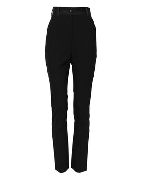 Dolce & Gabbana Schwarze Skinny-Hose mit hoher Taille aus Wolle