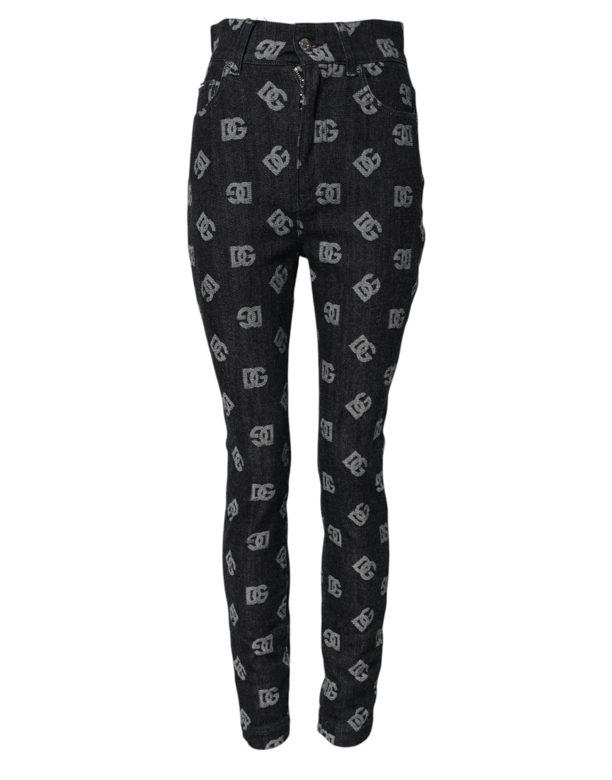Dolce & Gabbana Schwarze DG Logo High Waist Skinny Denim Jeans