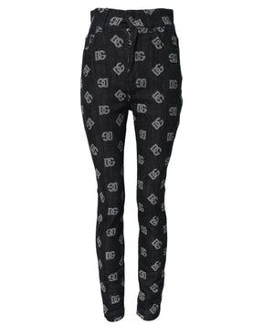 Dolce & Gabbana Schwarze DG Logo High Waist Skinny Denim Jeans