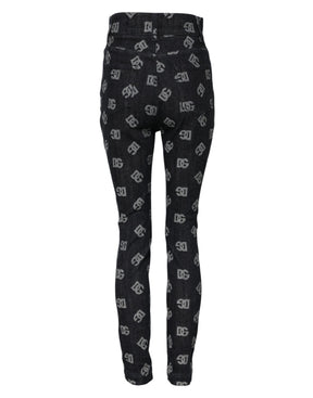 Dolce & Gabbana Schwarze DG Logo High Waist Skinny Denim Jeans